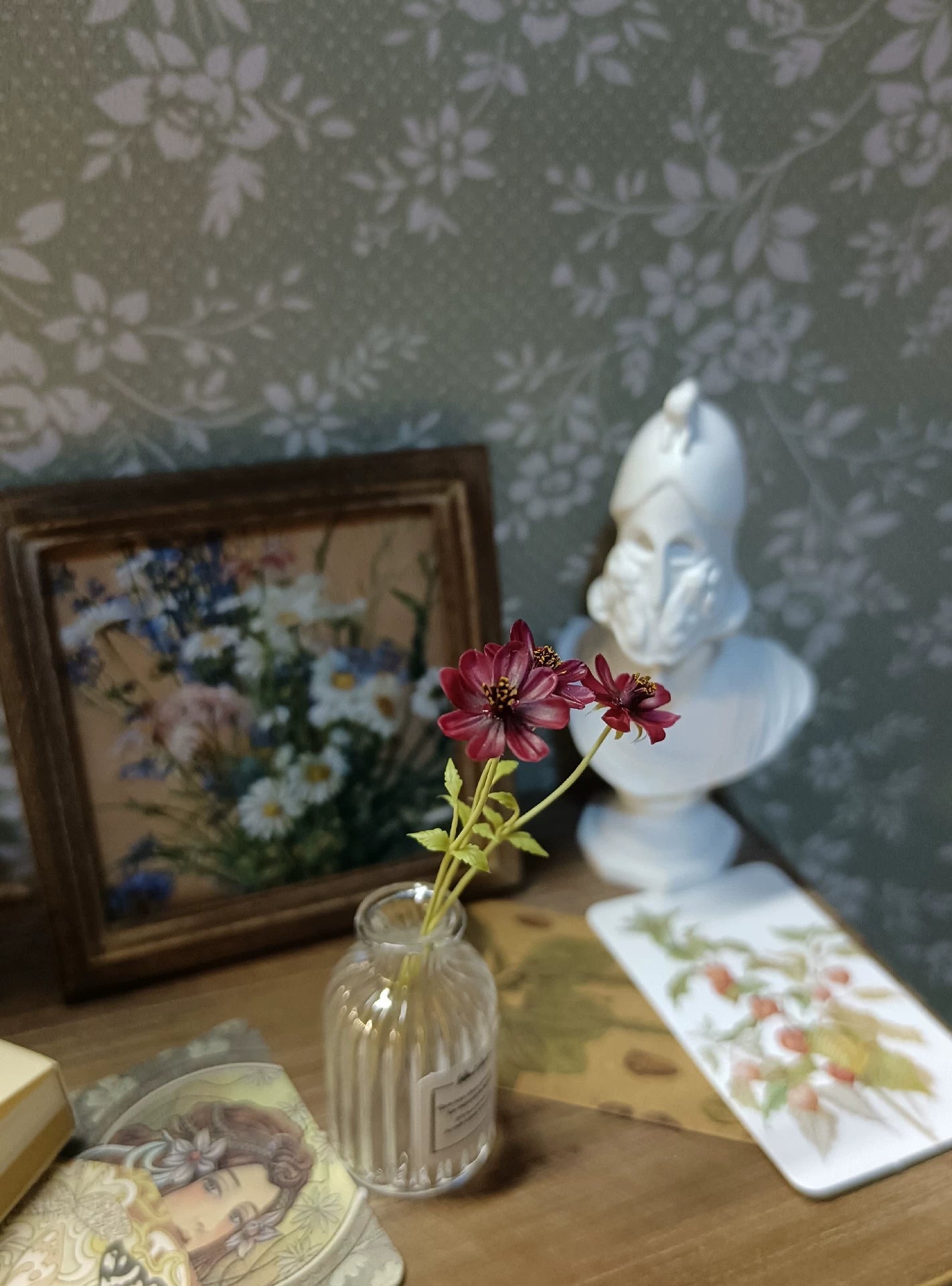 1:6 Scale Miniature Chocolate Cosmos Clay Flowers BJD Blythe Dollhouse Decor