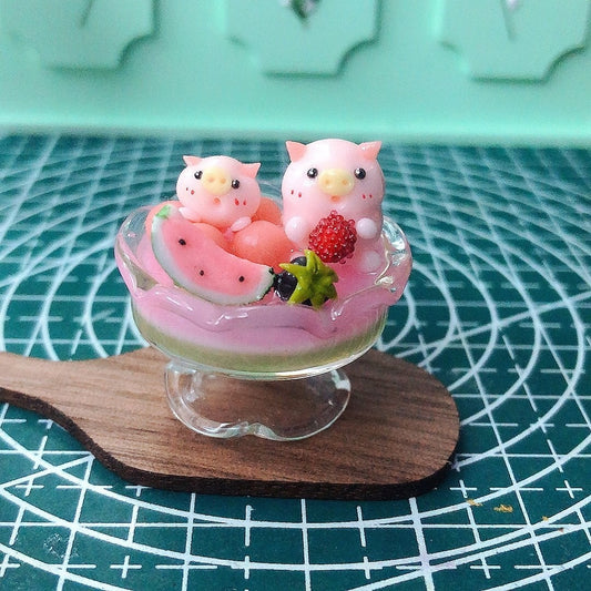 Conjunto de figuras de cerdo de arcilla en miniatura a escala 1:12, linda colección de animales