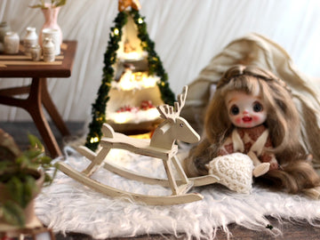 Miniature Christmas Deer Antler Small Wooden Horse Material Kit