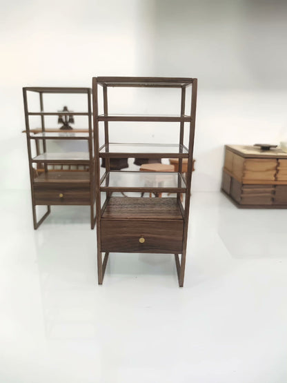 Étagère de présentation en noyer à l'échelle 1:12, meubles miniatures pour maison de poupée