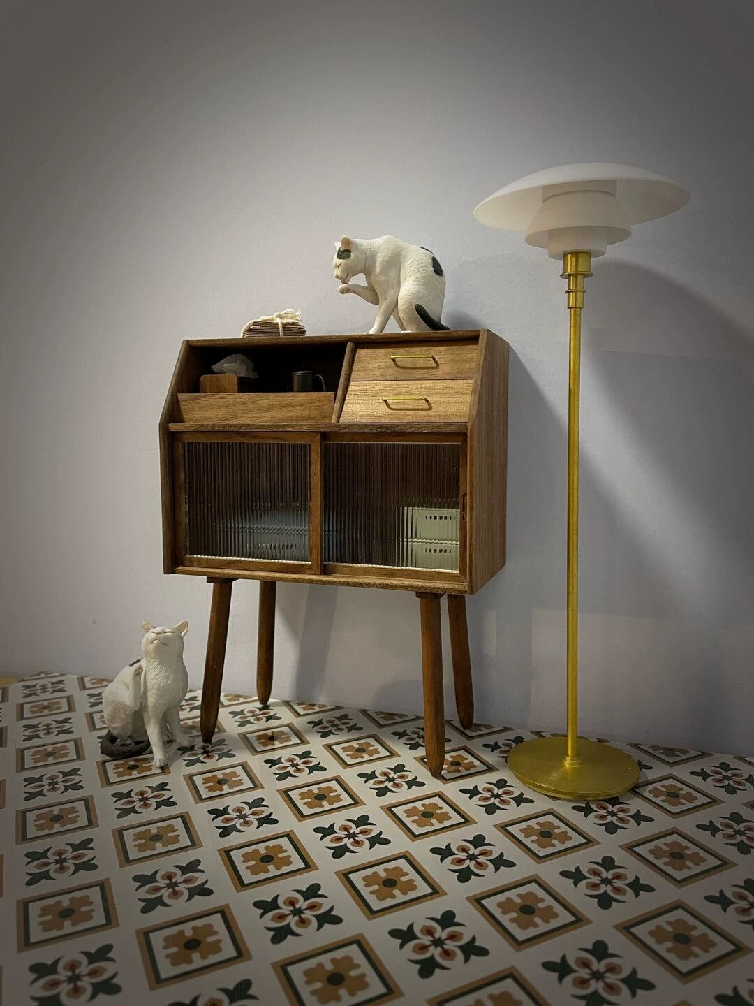 Aparador de madera a escala 1:6, muebles de casa de muñecas en miniatura para muñecas Blythe
