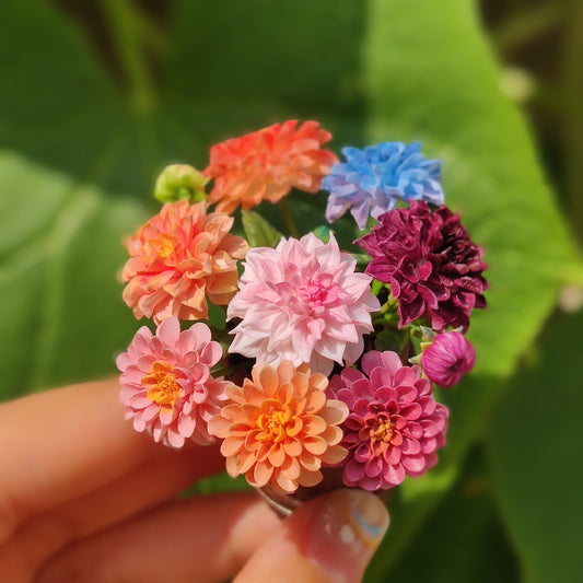 1:12 Scale Miniature Clay Dahlia Flower For Dollhouse Garden Decoration