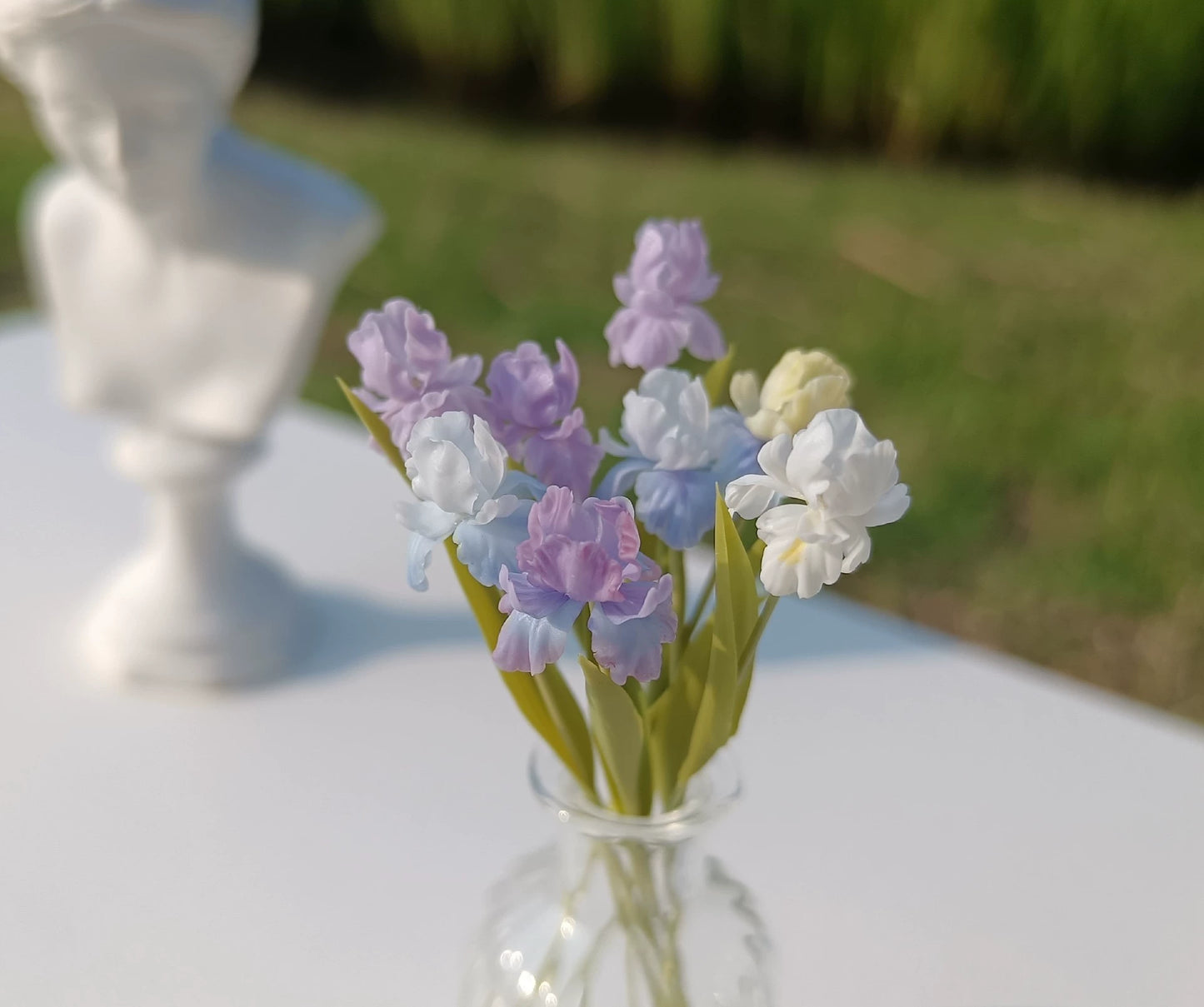 1:6 Scale Miniature Iris Clay Flowers BJD Blythe Dollhouse Decor Accessories