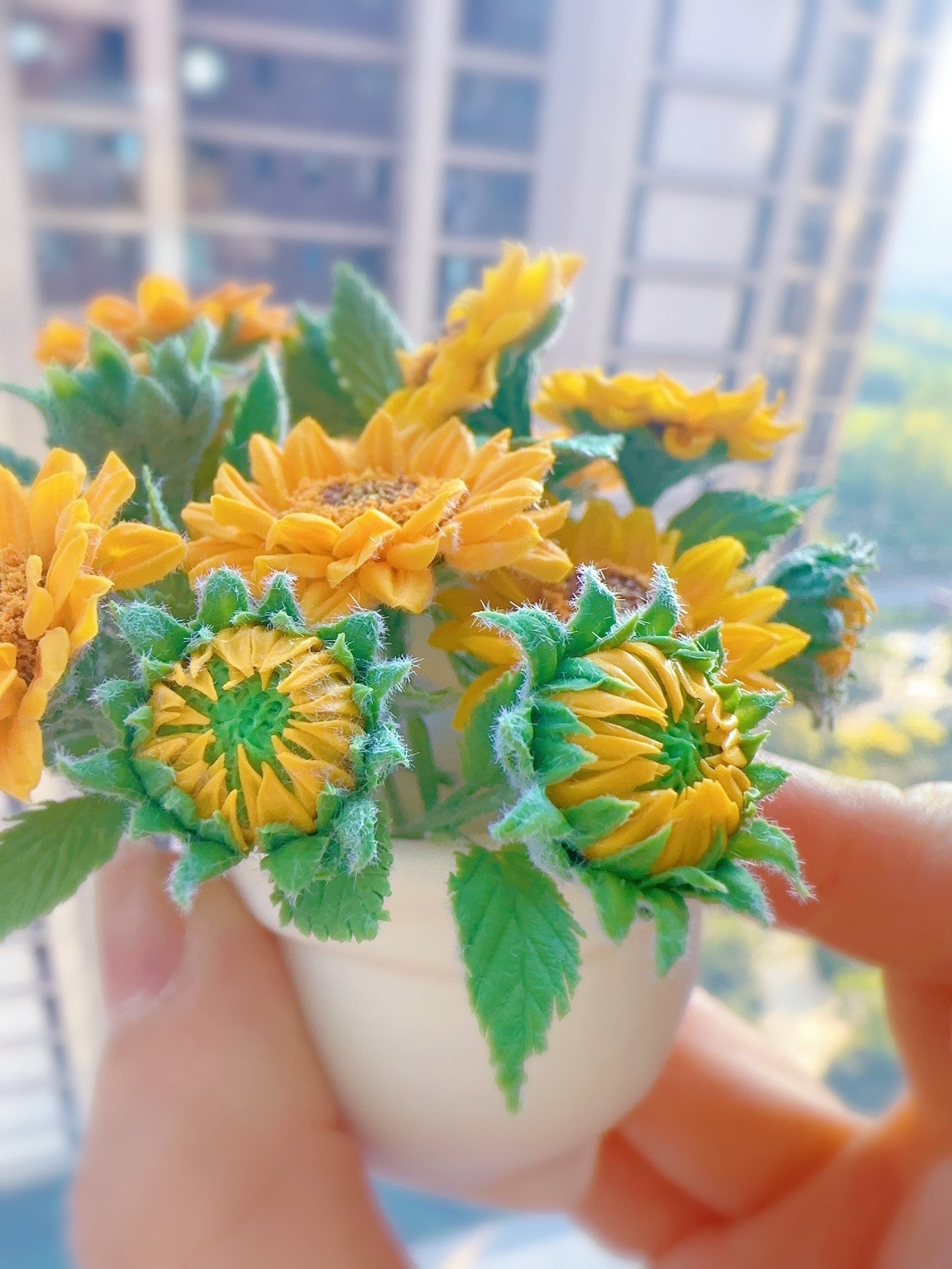 1:6 Scale Miniature Sunflower Bouquet With Buds For Blythe Dollhouse Decor