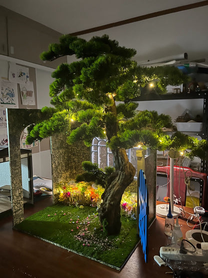 Accesorio para casa de muñecas en miniatura con patio y árbol a escala 1:12