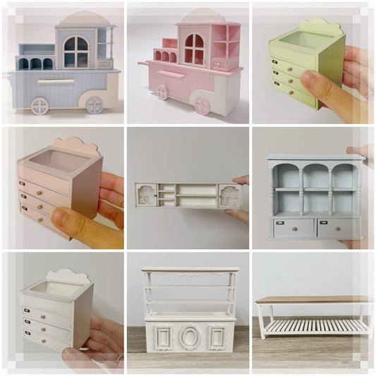 1:12 Scale Miniature Dollhouse Furniture Wooden Cabinet Cake Display Storage Miniature Living Room Decor