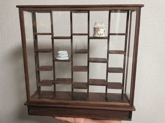 Vitrina de madera para casa de muñecas en miniatura, hecha a mano, a escala 1:12