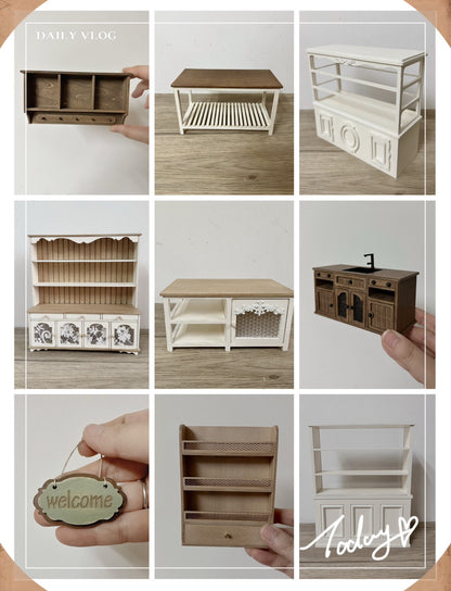 1:12 Scale Miniature Nordic Wooden Cabinet For Blythe Dollhouse Furniture