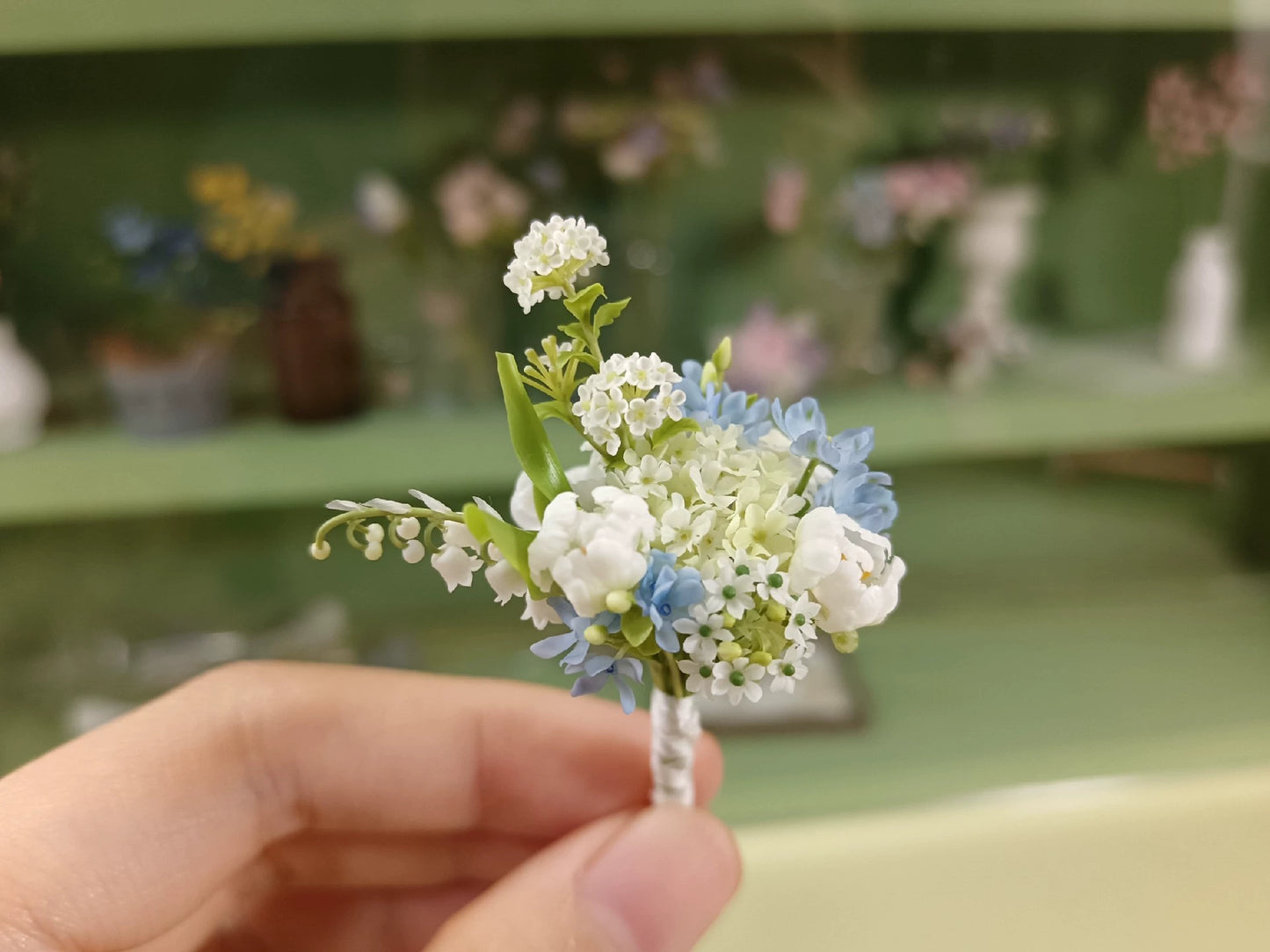 1:6 Scale Blue Star Flower Clay Miniature Floral BJD Dollhouse Decor Blythe Accessory