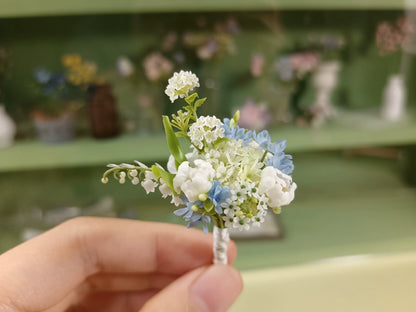 1:6 Scale Blue Star Flower Clay Miniature Floral BJD Dollhouse Decor Blythe Accessory