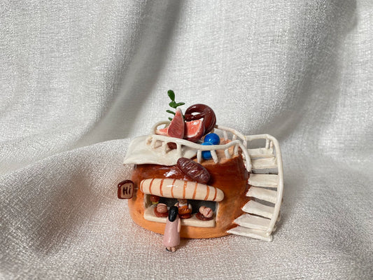 1:12 Scale Miniature Bread House Music Box With Stone Clay Craft