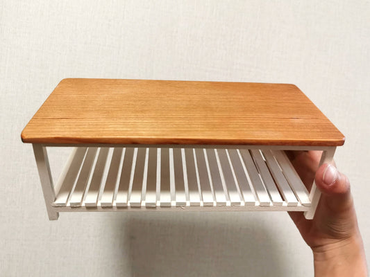Mesa de plataforma de madera a escala 1:12, muebles para casa de muñecas en miniatura, nogal negro, dos tonos