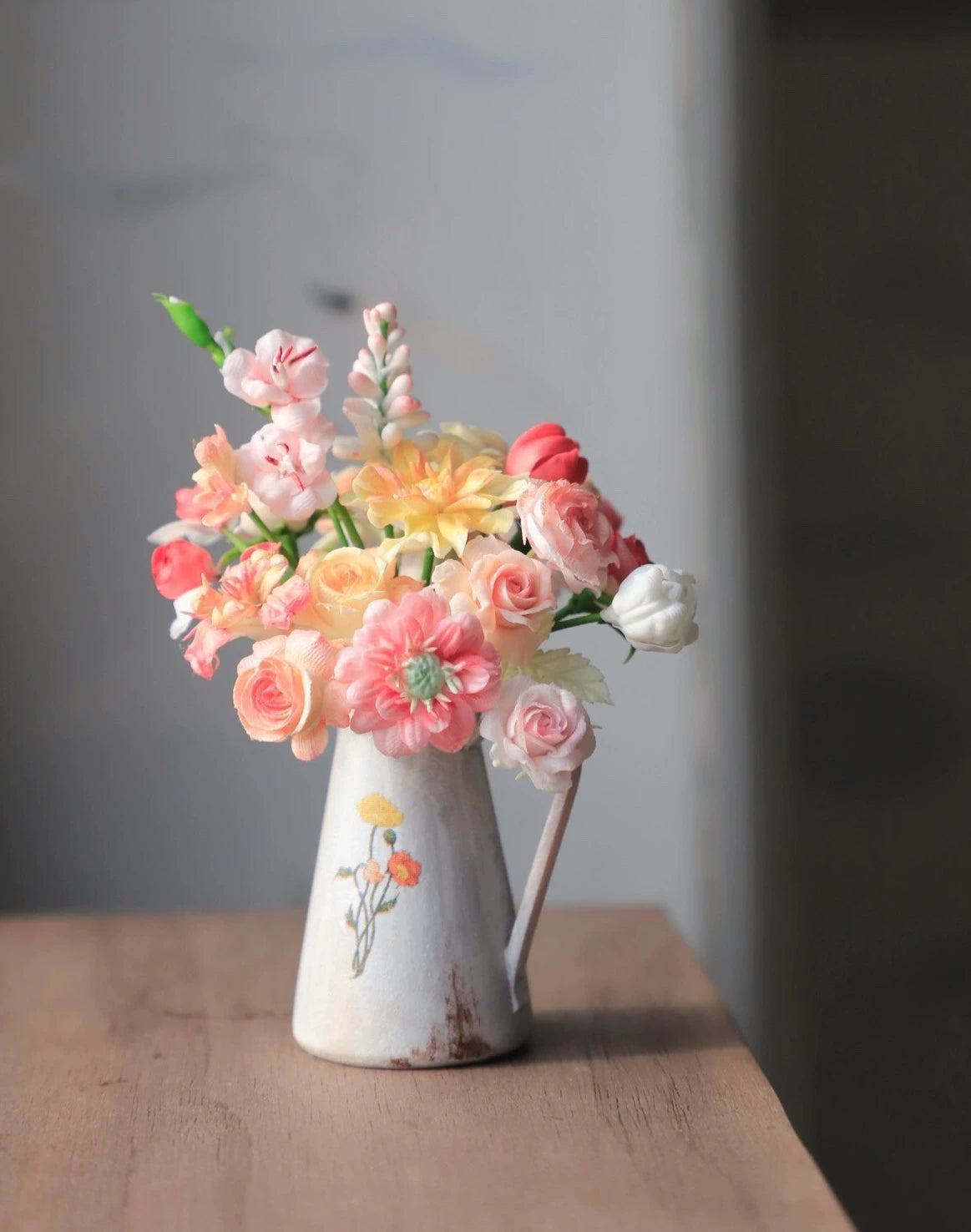 1:12 Scale Miniature Clay Flower Bouquet For Dollhouse Decor