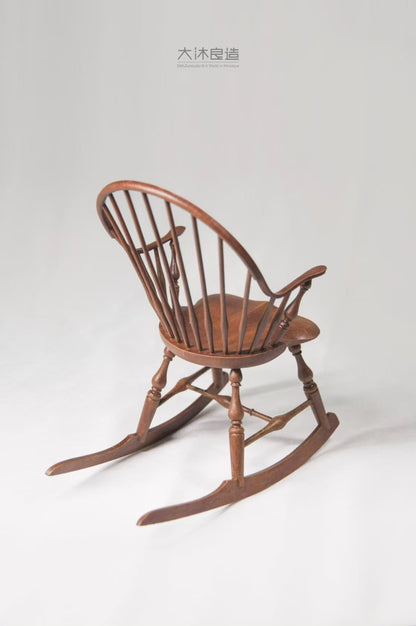 Mecedora Windsor a escala 1:6, muebles para casa de muñecas en miniatura