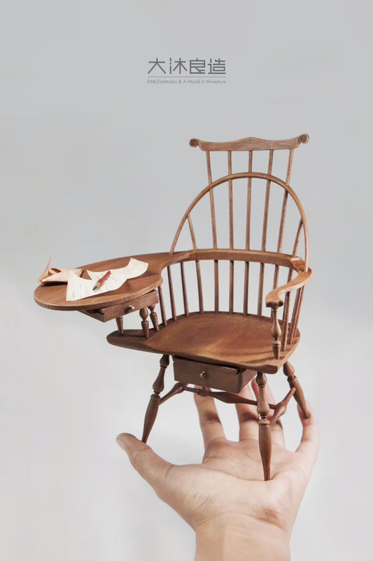 Silla de escritorio Windsor a escala 1:6, muebles para casa de muñecas en miniatura