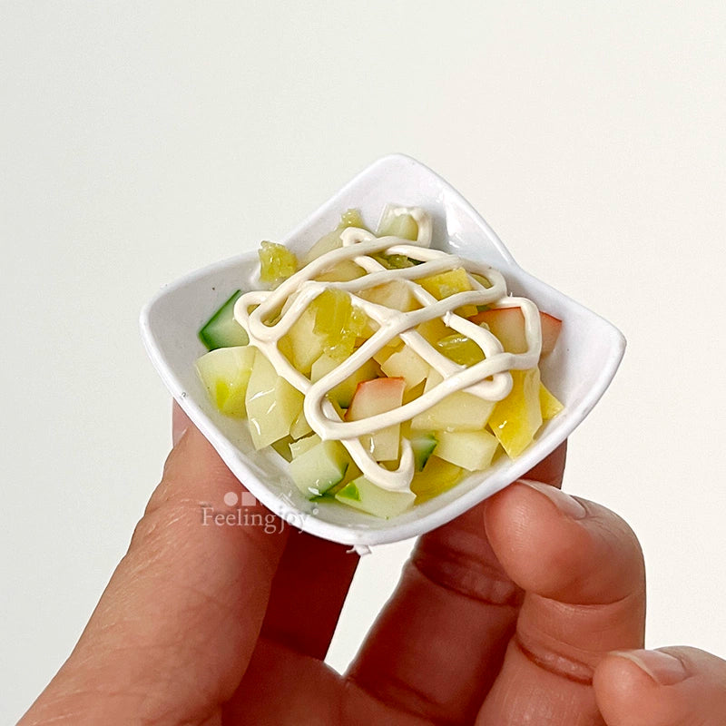 Accesorios para casa de muñecas BJD a escala 1:6, Blythe, té de la tarde, ensalada en miniatura, accesorios para escena, modelo de juego de comida en miniatura, candelabro, silla