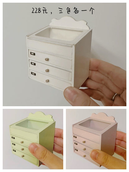 1:12 Scale Miniature Dollhouse Furniture Wooden Cabinet Cake Display Storage Miniature Living Room Decor