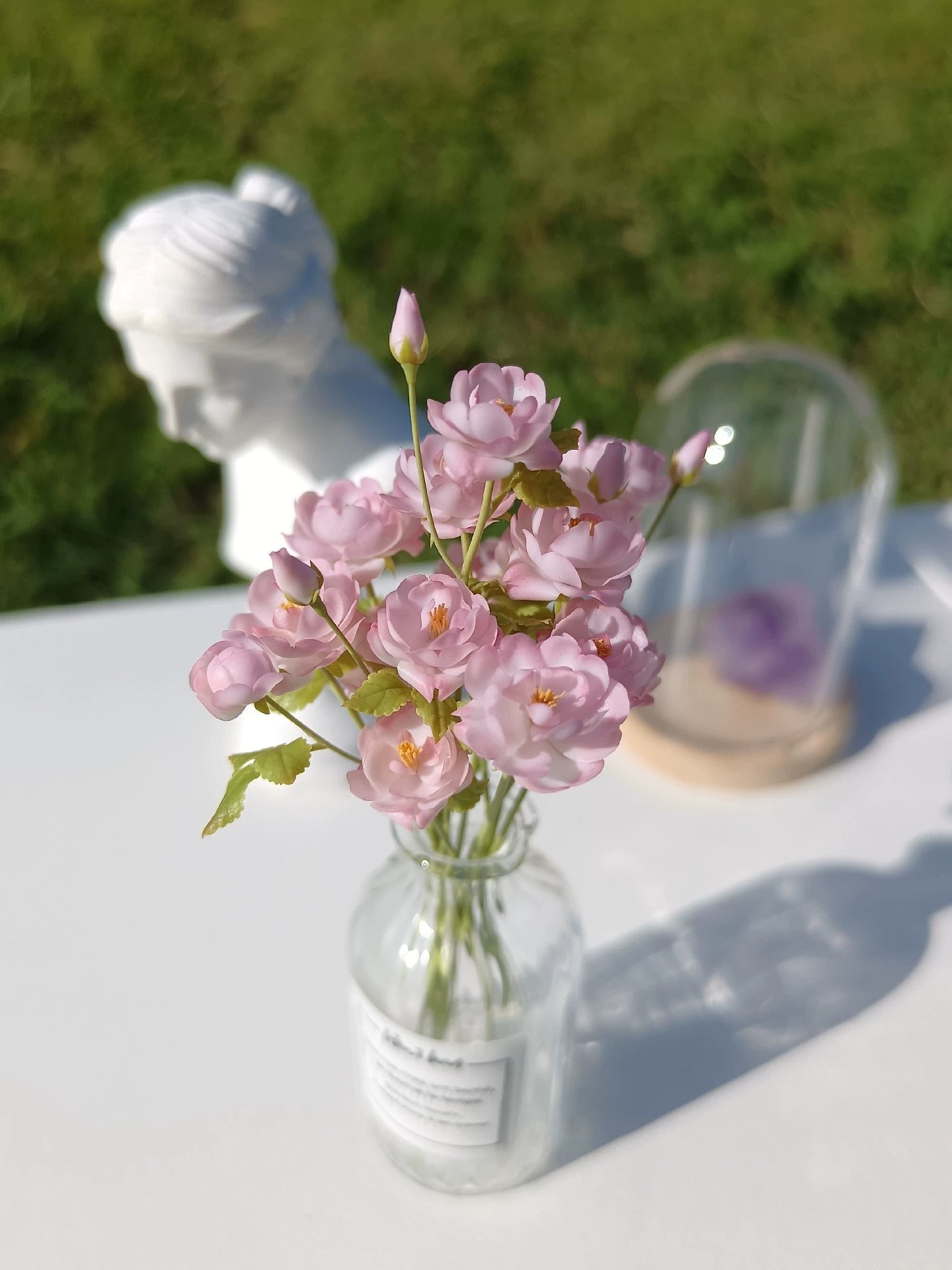 Miniatura de flor de arcilla rosa, almendra y fresa a escala 1:12 para BJD, decoración, accesorio para Blythe