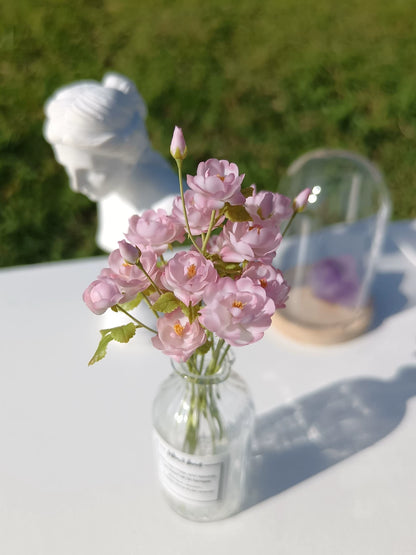 Miniatura de flor de arcilla rosa, almendra y fresa a escala 1:12 para BJD, decoración, accesorio para Blythe
