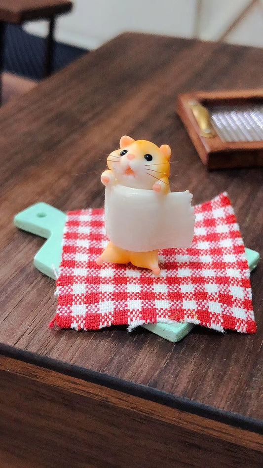 Casa de muñecas en miniatura de arcilla a escala 1:12 con diseño de ratón de dibujos animados, escena de pastelería, juego de comida en miniatura