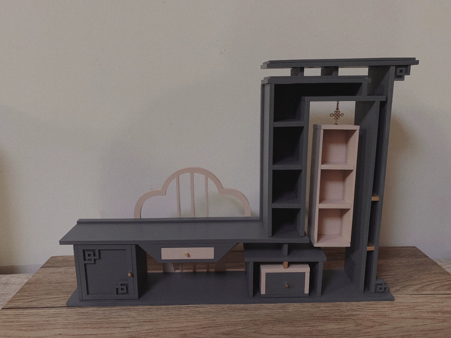 1:12 Scale Miniature TV Cabinet Chinese Style Dollhouse Furniture New Traditional Miniature Decor