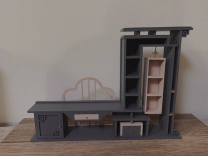 1:12 Scale Miniature TV Cabinet Chinese Style Dollhouse Furniture New Traditional Miniature Decor