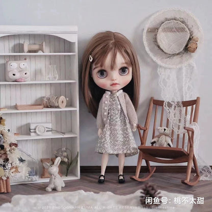 Mueble de madera en miniatura para casa de muñecas BJD, Blythe, Holala, a escala 1:6
