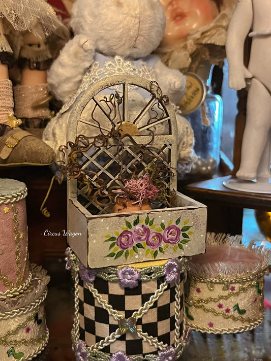 1:12 Scale Wooden Hand Painted Flower Stand Miniature Dollhouse Garden Decor