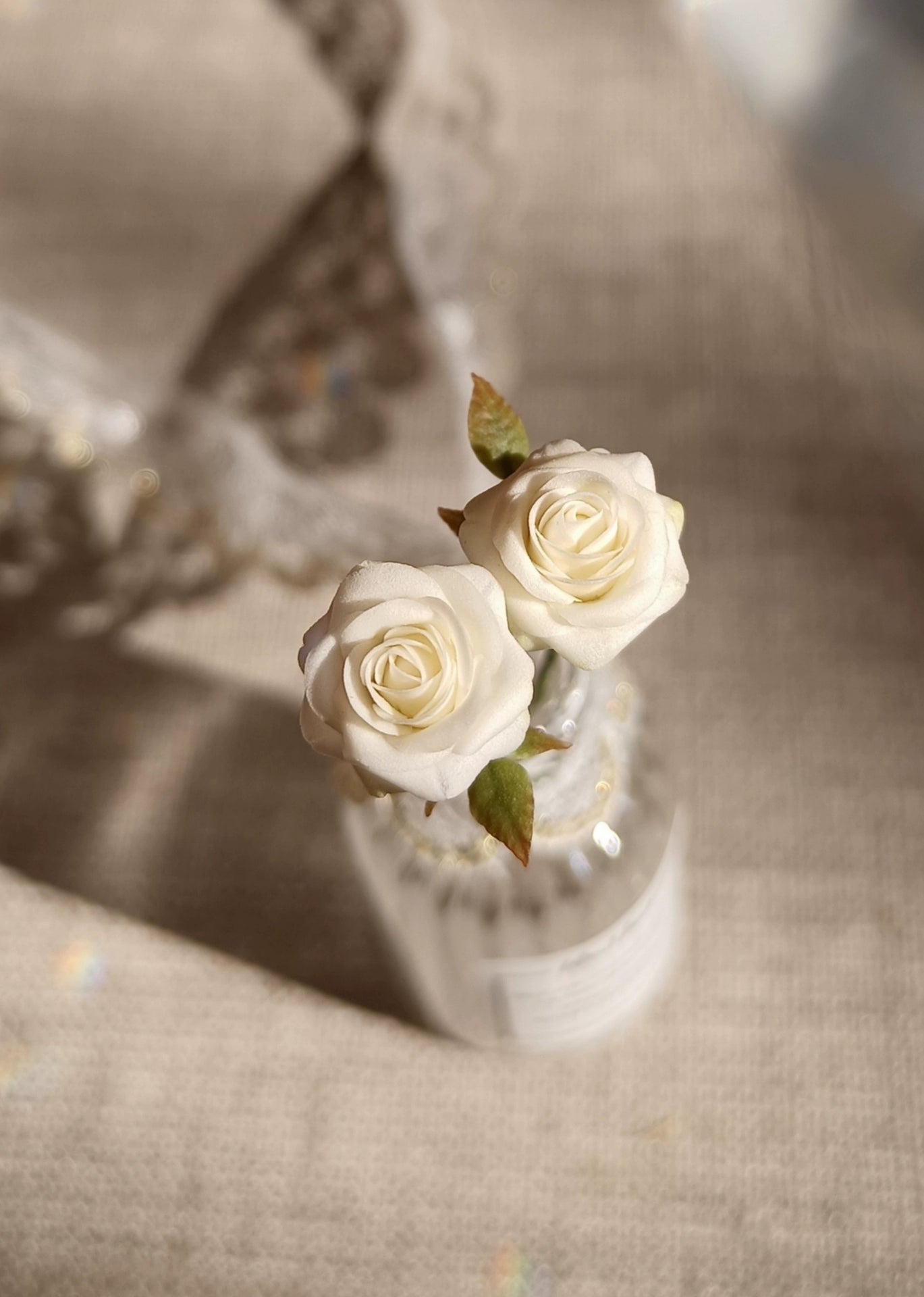 Décoration miniature pour maison de poupée, rose blanche en argile, échelle 1:6, accessoire pour BJD/Blythe