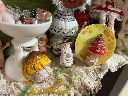 Mushroom Handmade Brooch And Necklace Set