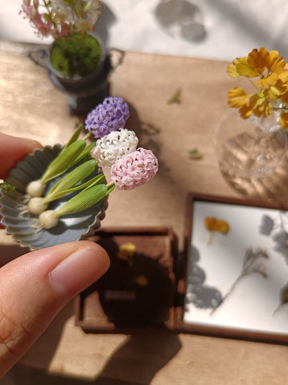 1:6 Scale Miniature Clay Hyacinth Flowers BJD Blythe Dollhouse Decoration Accessories