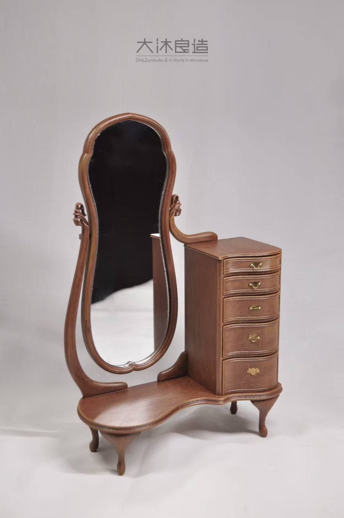 Mueble para casa de muñecas en miniatura con espejo vintage a escala 1:6