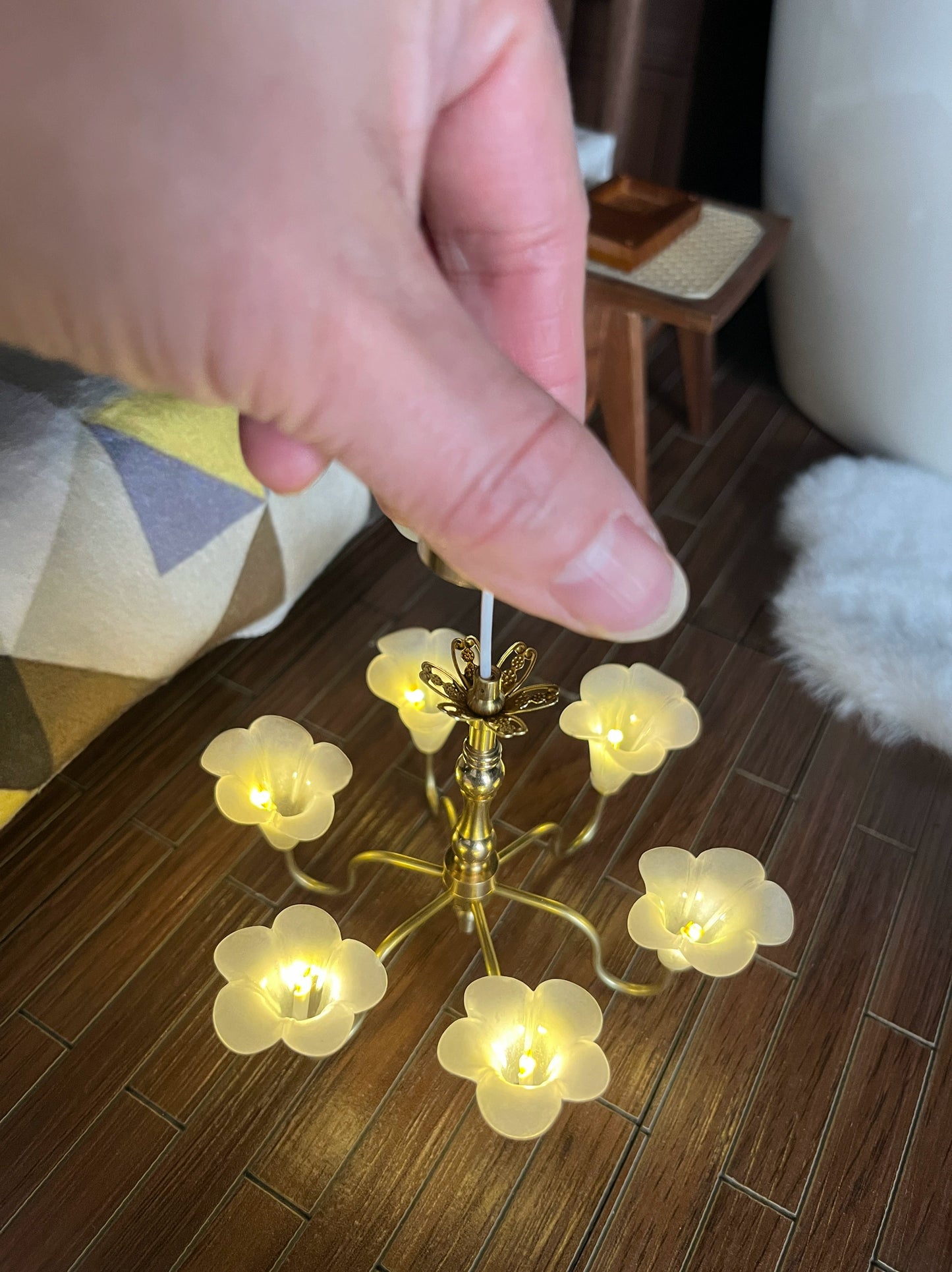 Lustre miniature à l'échelle 1:12 pour maison de poupée BJD, accessoires de meubles pour poupée Blythe