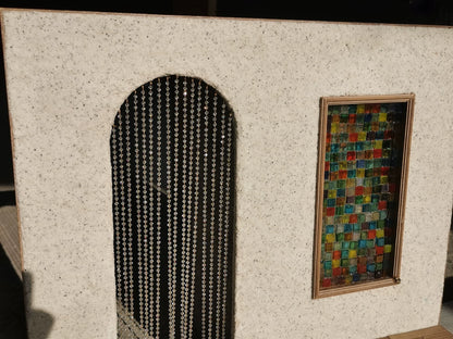 Panel de fondo de vidriera para casa de muñecas en miniatura, escala 1:6, accesorio para muñecas Blythe BJD, escala 1:12