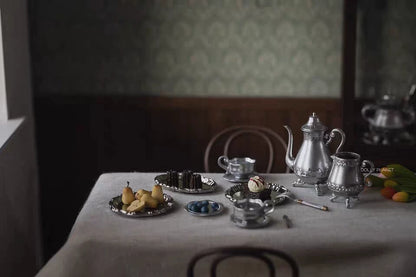 Plato en miniatura de metal a escala 1:6 para accesorios de casa de muñecas BJD Blythe