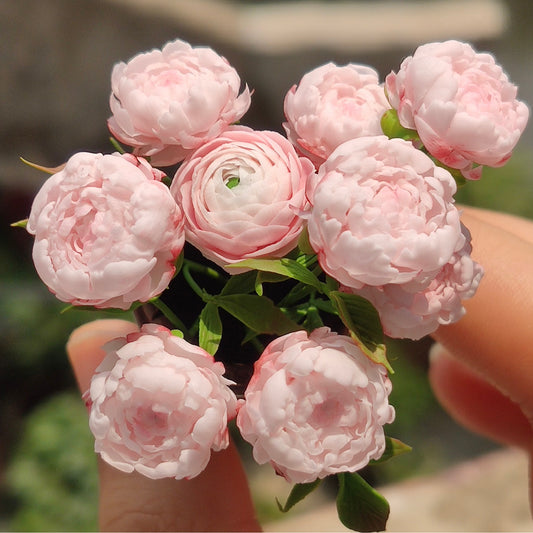 1:12 Scale Miniature Peony Flowers Dollhouse Garden Decor