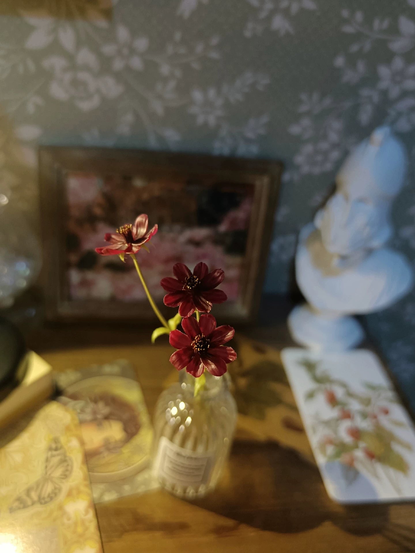 1:6 Scale Miniature Chocolate Cosmos Clay Flowers BJD Blythe Dollhouse Decor
