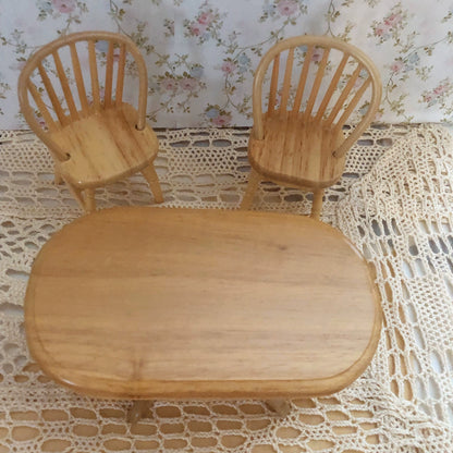 1:12 Scale Miniature Dollhouse Wooden Table And Chair Set For Blythe BJD Dolls