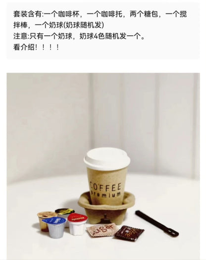 1:12 Scale Miniature Coffee Shop Dollhouse Handmade Wooden Furniture Set