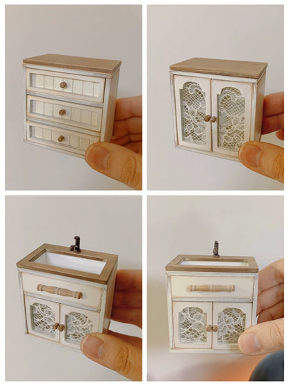1:6 Scale Miniature Nordic Retro Furniture Set For Blythe Dollhouse Custom Handmade Sugar Candy Style