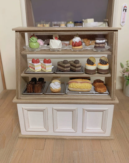 1:6 Scale Wooden Bakery Display Cabinet Miniature Dollhouse Furniture For Dessert Shop