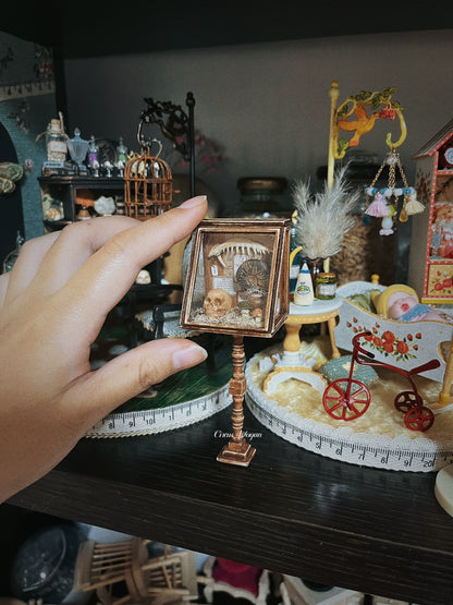1:12 Scale Wooden Paleontology Specimen Cabinet Miniature Dollhouse Furniture