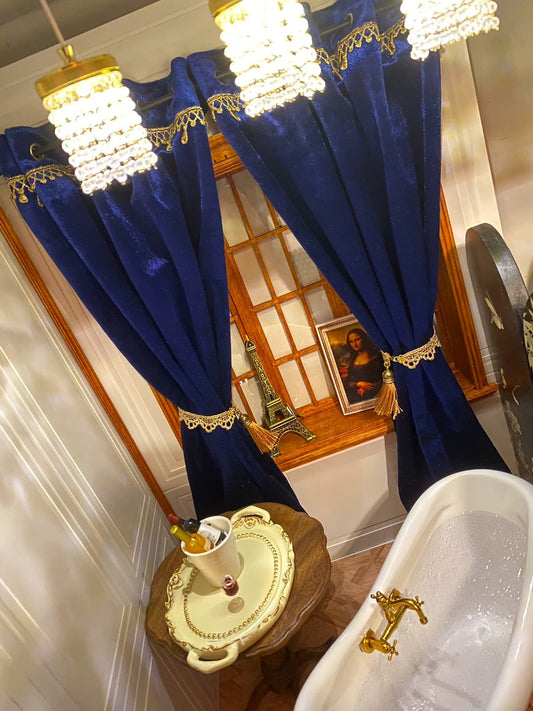 Rideaux miniatures pour maison de poupée, échelle 1:6 et 1:12, avec tringle, accessoires de meubles miniatures
