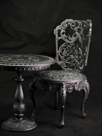 Mesa y sillas europeas de estilo vintage de hierro a escala 1:6, muebles en miniatura para casa de muñecas BJD Blythe OB11