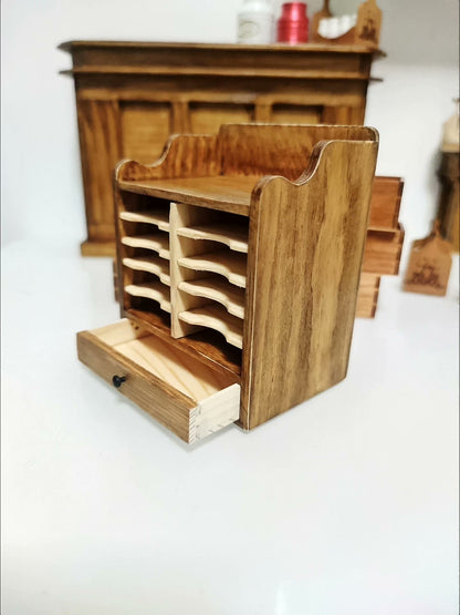 Muebles de casa de muñecas en miniatura a escala 1:6, archivador de madera, escena de sala de estar