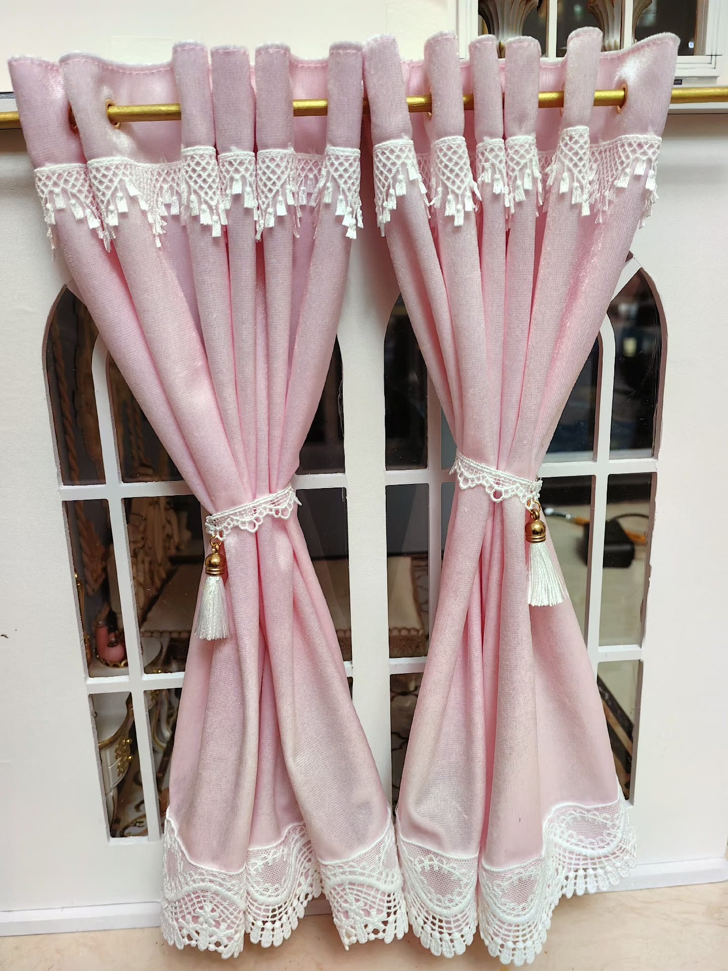 Rideaux miniatures pour maison de poupées BJD, échelle 1:6 et 1:12