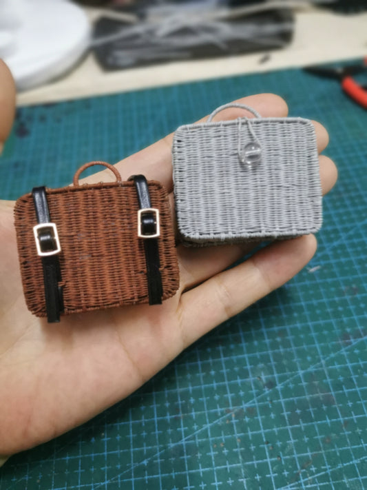 1:6 Scale Miniature Woven Handbag Basket Dollhouse Accessory For Outing School Office