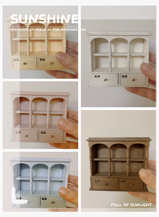 1:6 Scale Miniature Dollhouse Wooden Cabinet Wall Shelf Cupboard Dish Rack Retro Kitchen Furniture For Blythe Doll