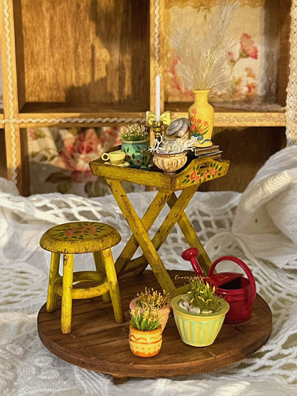 1:12 Scale Miniature Garden Table And Chairs Set Dollhouse Display