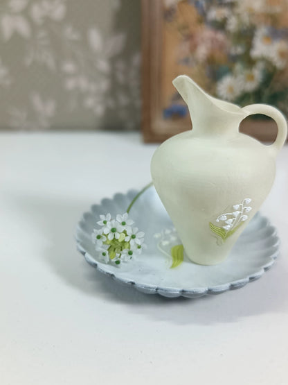 Estrella de Belén de terciopelo en miniatura, flor de arcilla, decoración para casa de muñecas BJD, escala 1:12